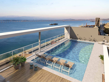 Piscina com vista para a Baía de Guanabara