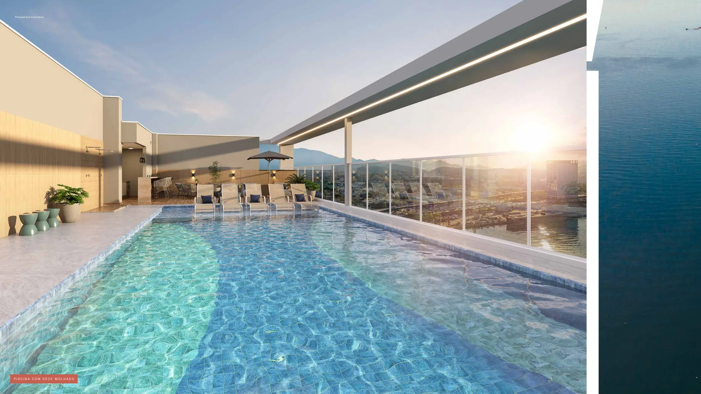 Piscina com deck molhado
