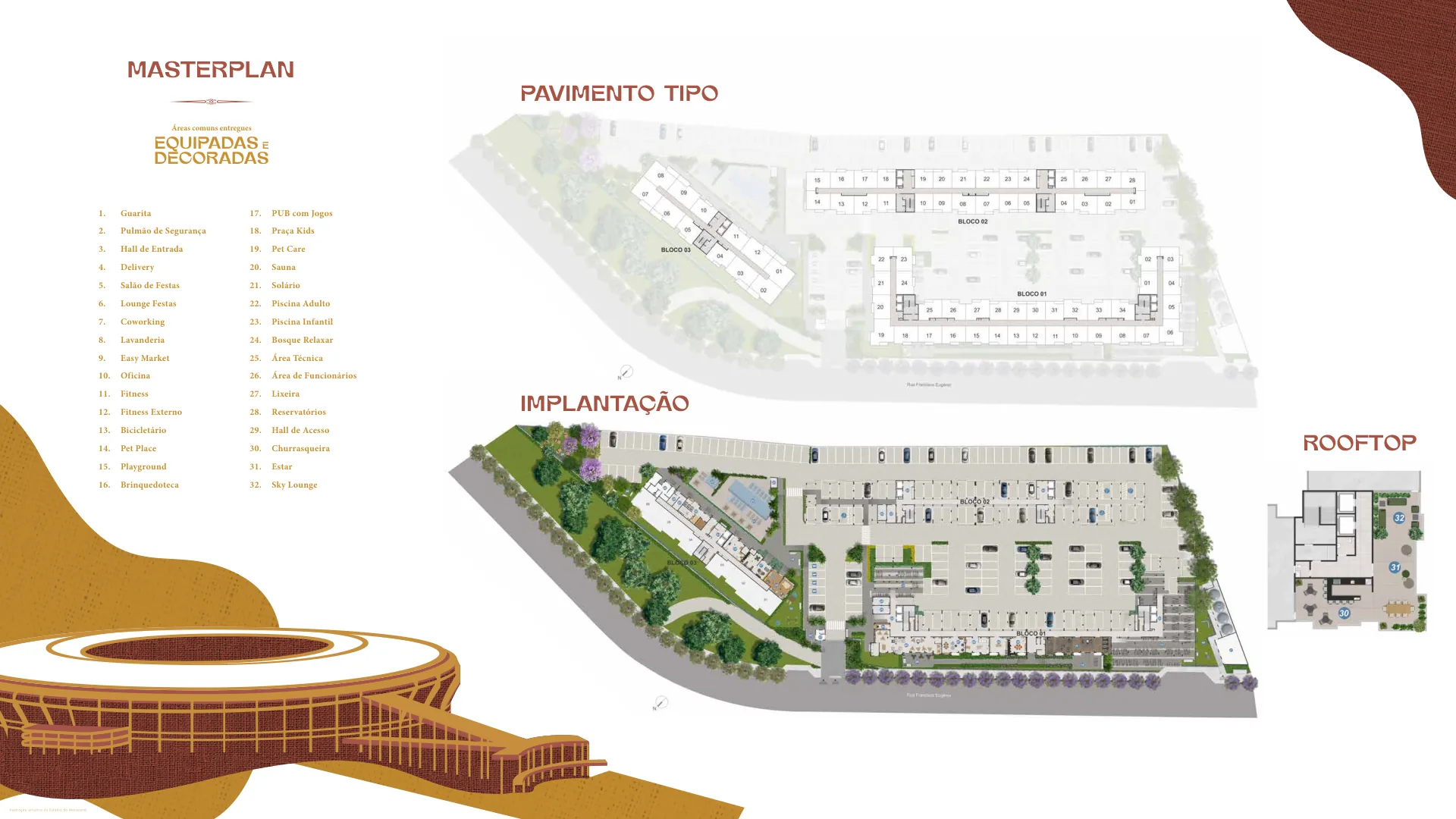 Masterplan — áreas comuns equipadas e decoradas