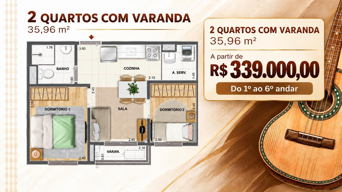 Planta 2 quartos